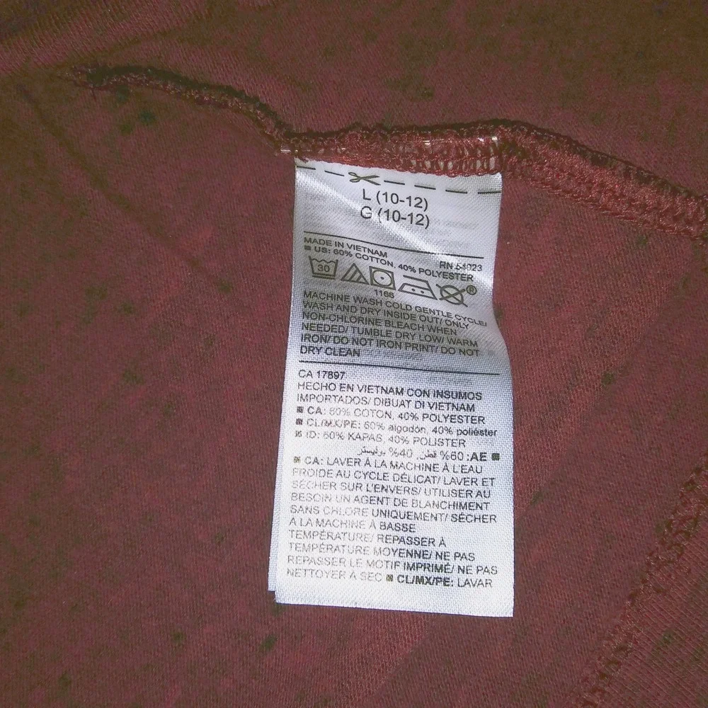 Old Navy Kids Long Sleeve Baseball Tee Burgundy Grey‎ Size L 10 12